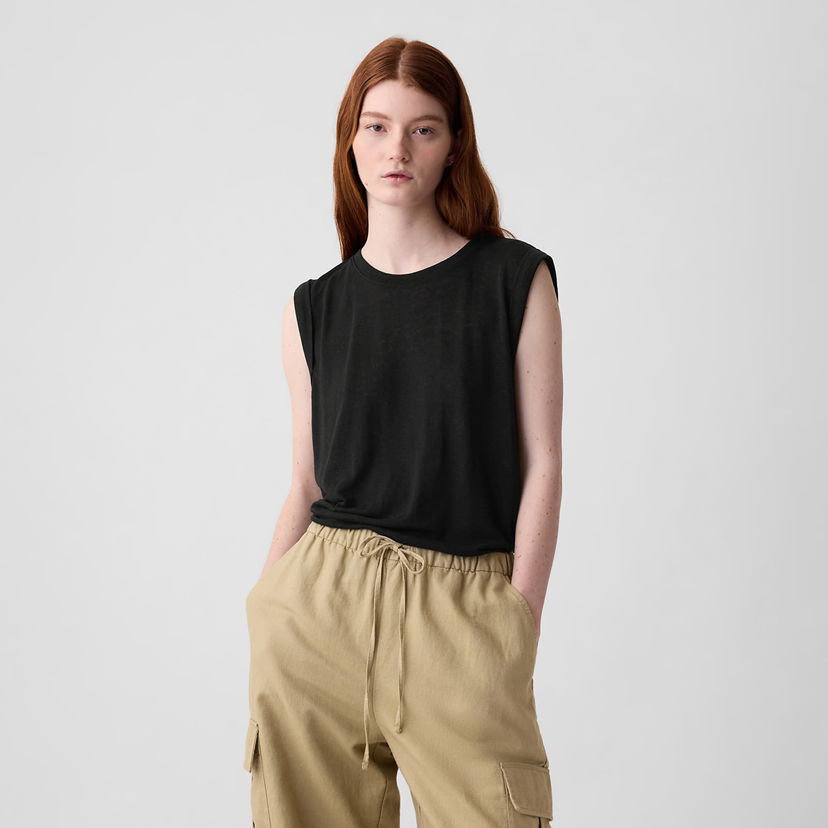 Потник GAP Top Sleeveless Linen Blend Shell Top Black Черно | 878221-03