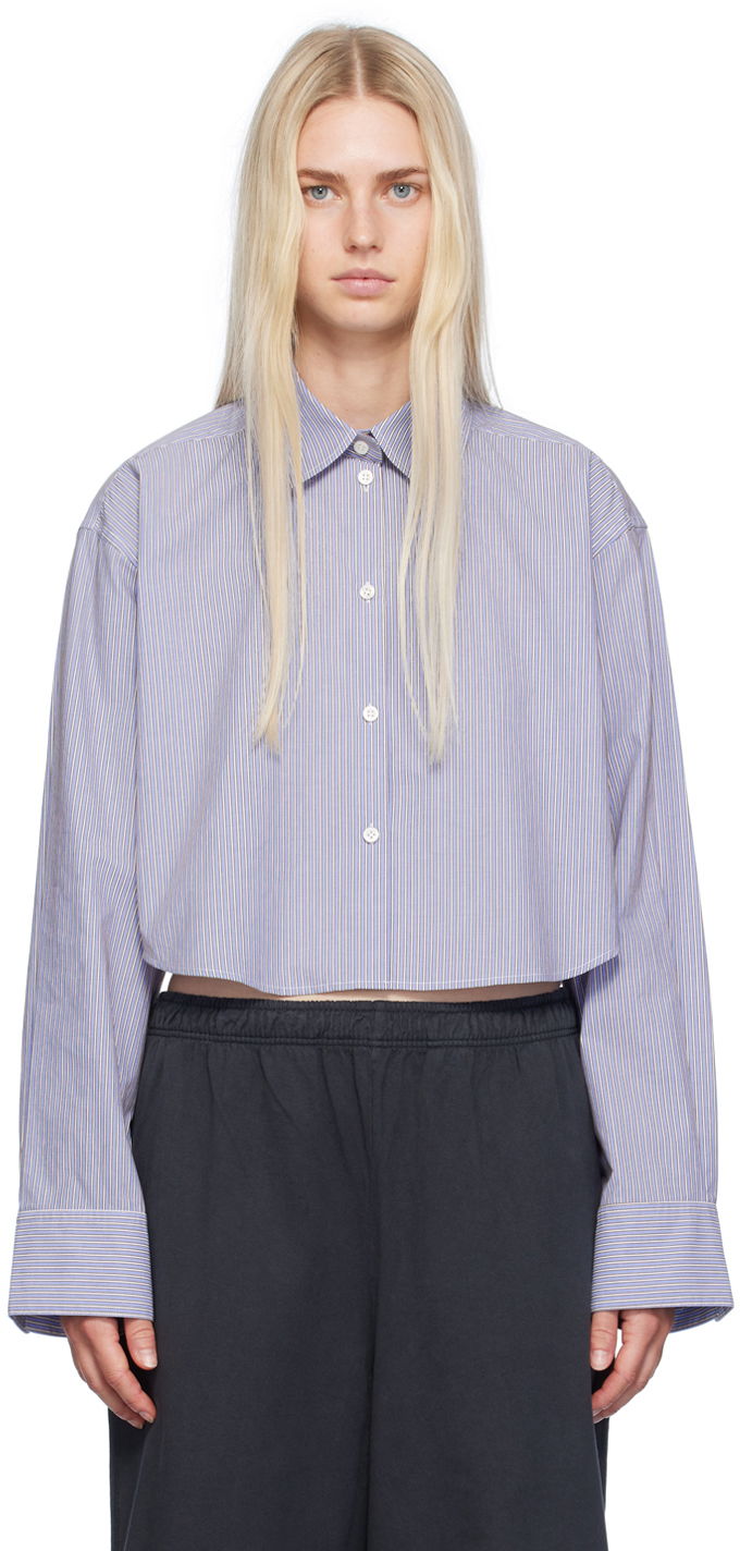 Риза Acne Studios Blue & White Jacquard Pinstripe Shirt Синьо | AC0689-, 0
