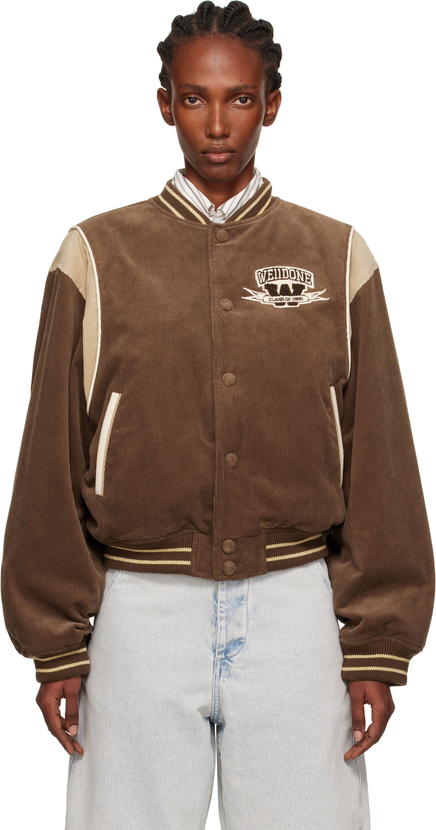 Яке бомбър We11done We11done College Corduroy Varsity Jacket Кафяво | WD-JP2-25-060-W-BR, 0