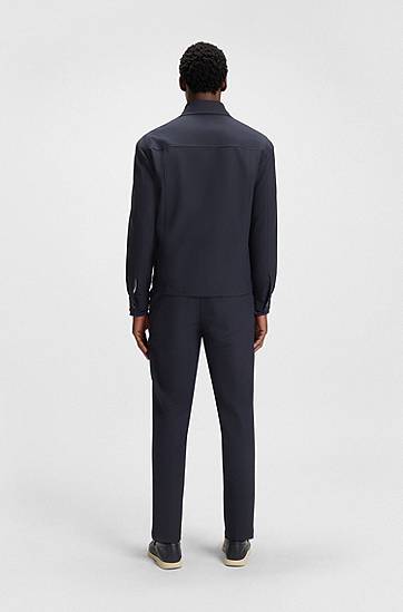 Риза BOSS Relaxed Fit Performance-Stretch Overshirt Тъмно синьо | 50546059, 1