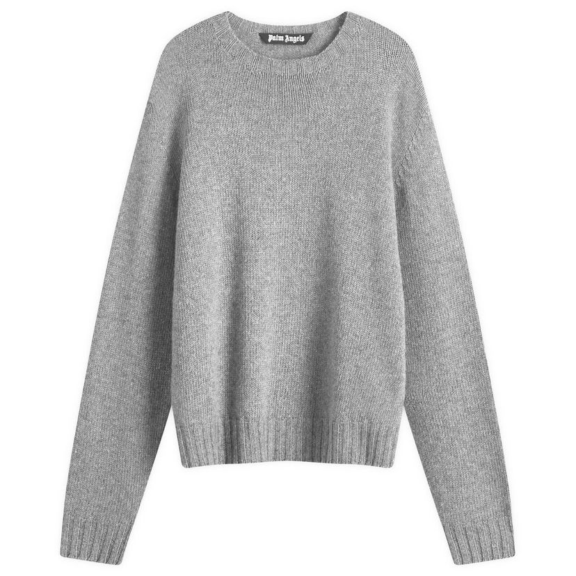 Пуловер Palm Angels Melange Crew Knit Sweater Сиво | PMHE027S25KNI0010803