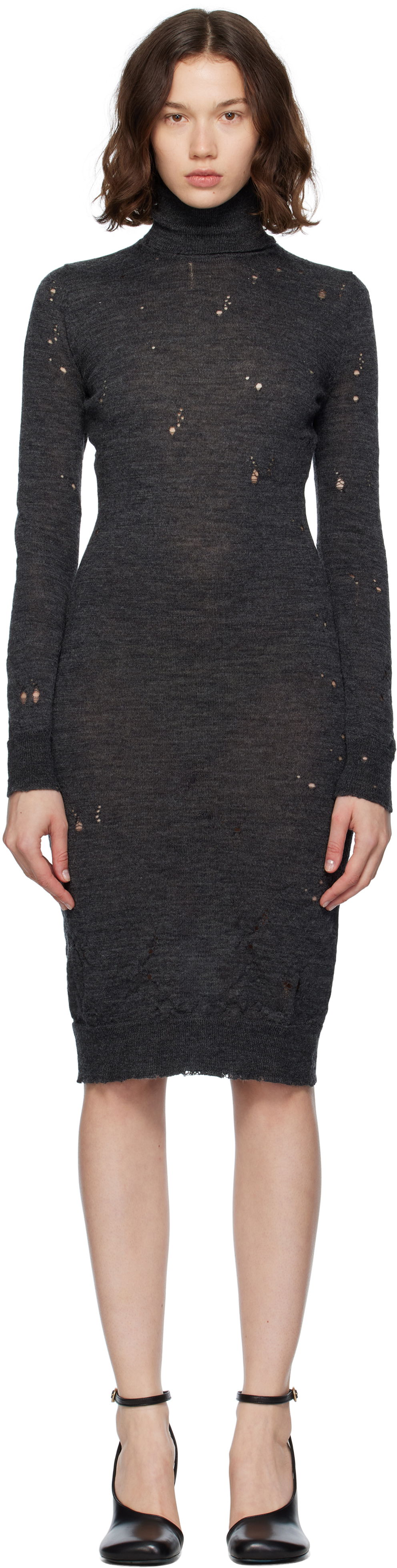 Pокля Maison Margiela MM6 Maison Margiela Turtleneck Midi Dress Сиво | S52DD0073 M13134, 0