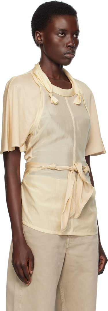 Тениски и потници LEMAIRE Lemaire Mixed Fabric Knotted Top Бежово | TO1332 LF1373, 1