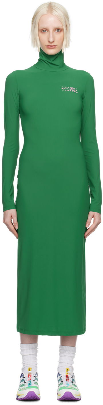 Pокля Maison Margiela MM6 Green Printed-Logo Midi Dress Зелено | S62DG0036 M20039