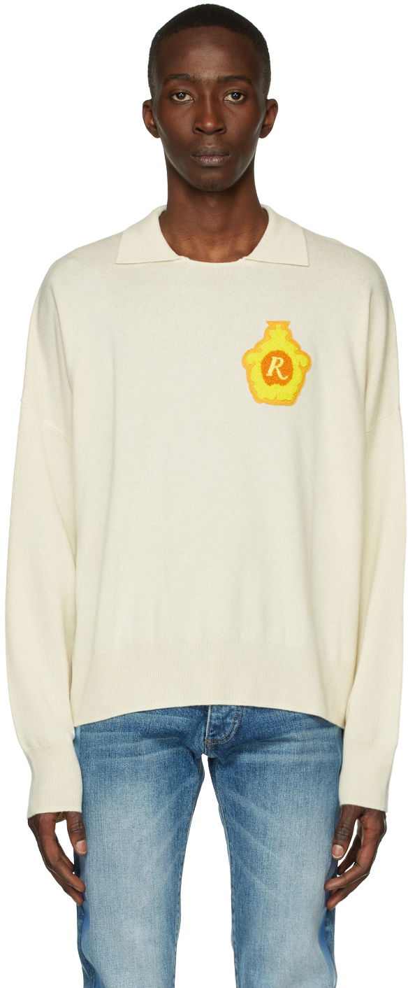 Пуловер Rhude Classic Polo Sweater Бяло | RHSS22SW04037196, 0