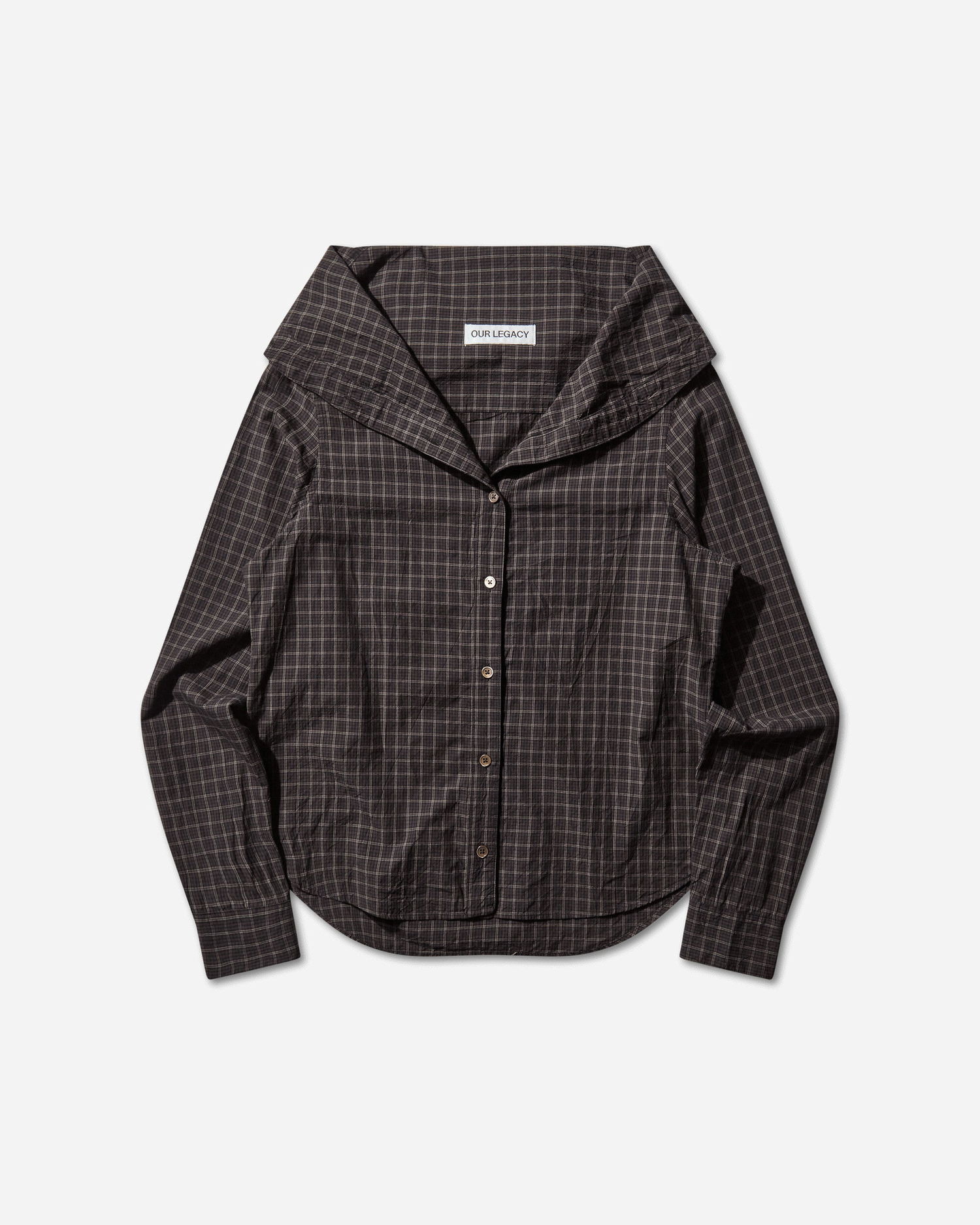 Риза OUR LEGACY Kaonashi Layered Collar Faux Lumberjack Check Shirt Кафяво | W4252KB 001, 1