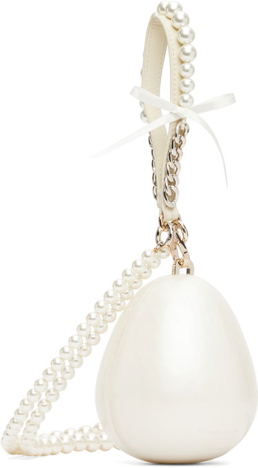 Дамска чанта Simone Rocha Simone Rocha Pearl & Chain Strap Pearl Egg Bag Бяло | BAG110ECBOW 0773, 1