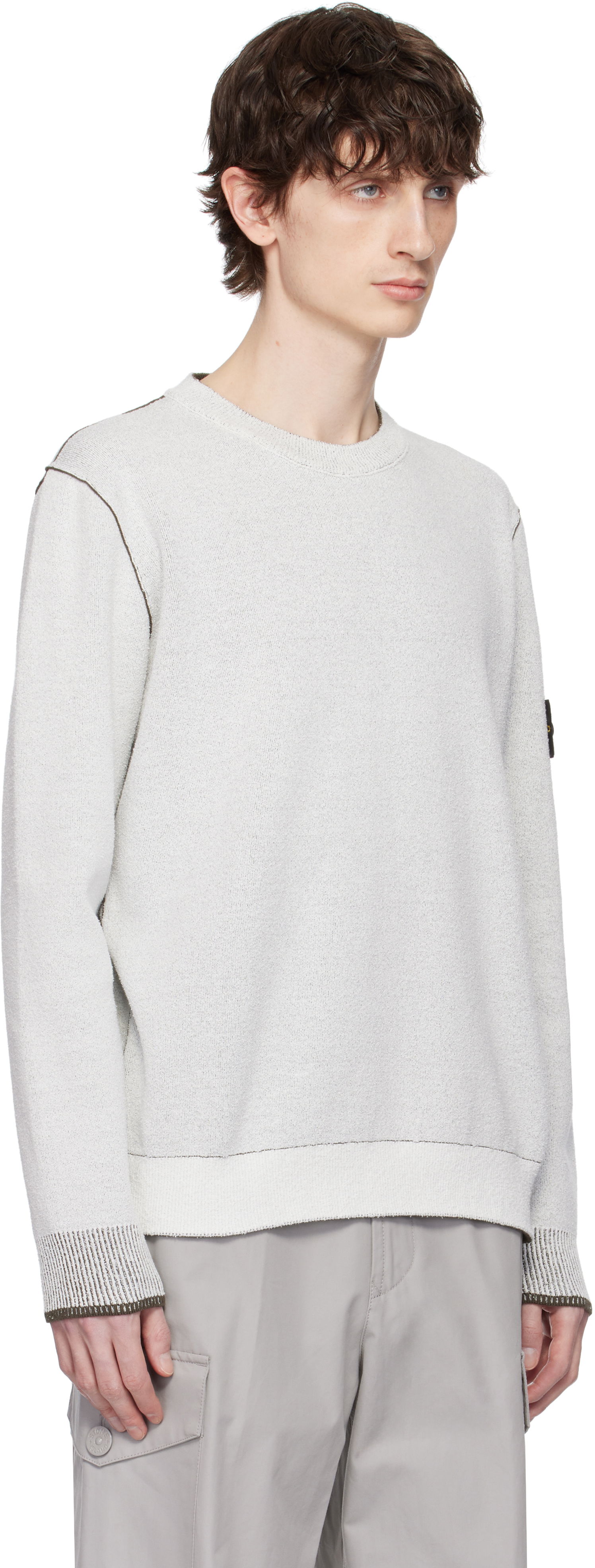 Пуловер Stone Island Stone Island Double Face Cotton & Nylon Sweater Бяло | K1S15 5100021 S00D9, 1