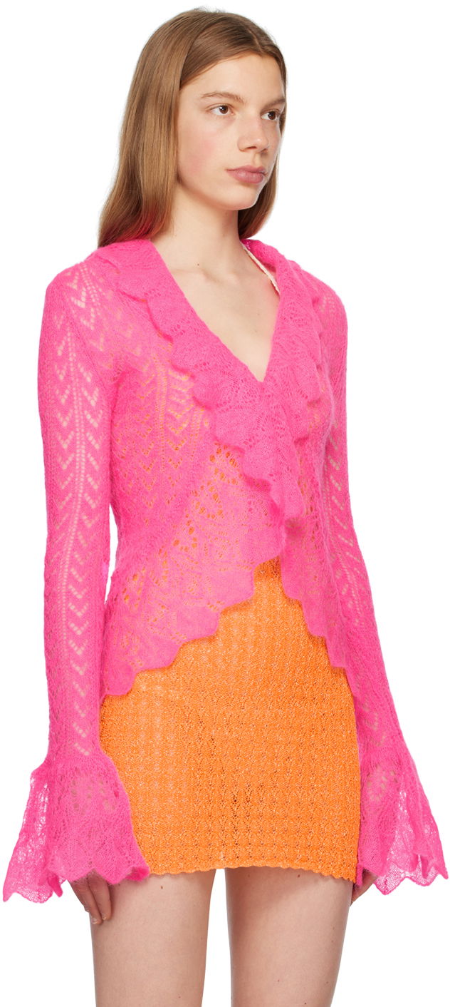 Пуловер ERL Pink Ruffled Cardigan Розово | ERL06N103, 1
