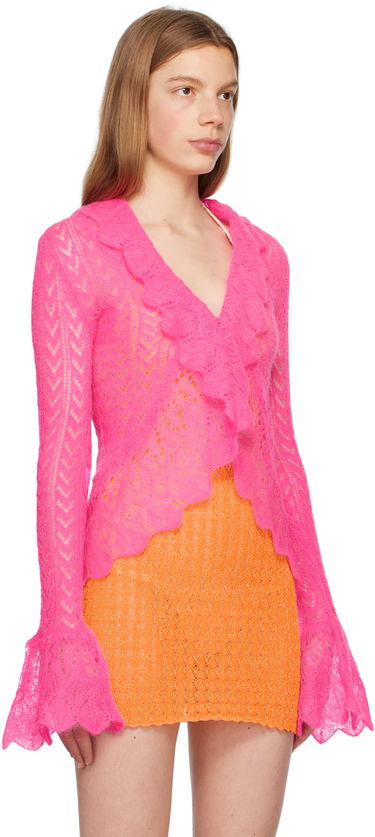 Пуловер ERL Pink Ruffled Cardigan Розово | ERL06N103, 1