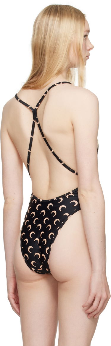 Бански Marine Serre Marine Serre Jersey One-Piece Swimsuit with Crescent Moon Print Черно | WSW012A CJER0003, 2