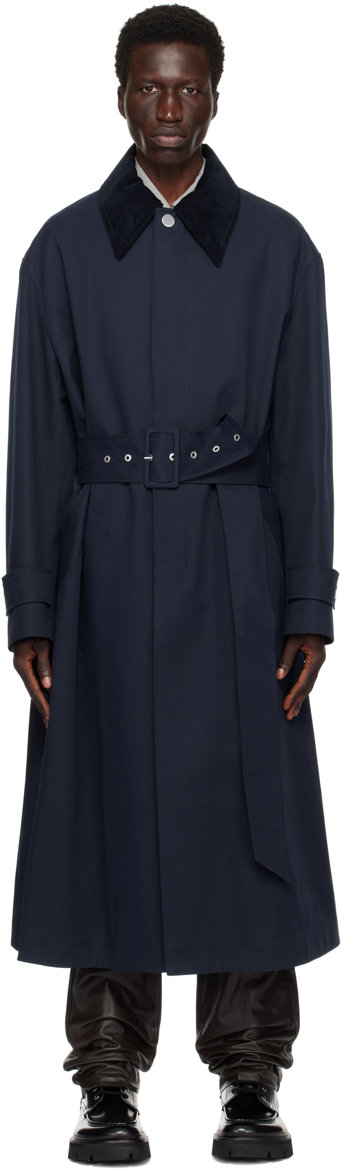 Тренчкот AMI Belted Mac Trench Coat Тъмно синьо | UJK505.CO0081, 0