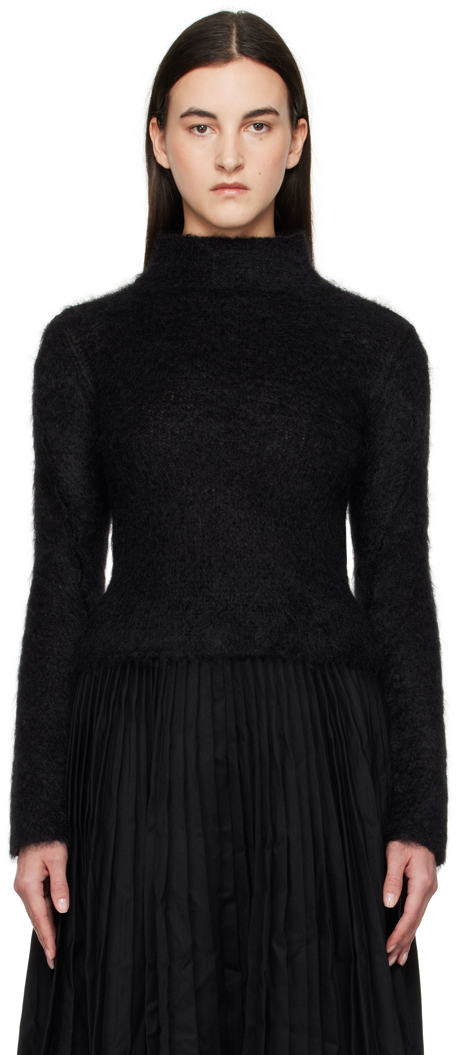 Пуловер Marni Marni Brushed Mohair Mock Neck Sweater Черно | DVMD0180A0 UFU172, 0