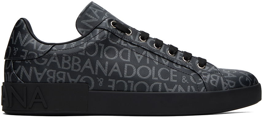 Кецове и обувки Dolce & Gabbana Black Portofino Sneakers Черно | CS1772AN237, 0