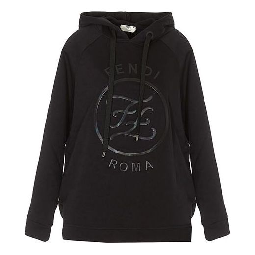 Суитчър FENDI Karligraphy Logo Drawstring Hoodie Черно | FAF105AA4HF0ZNJ