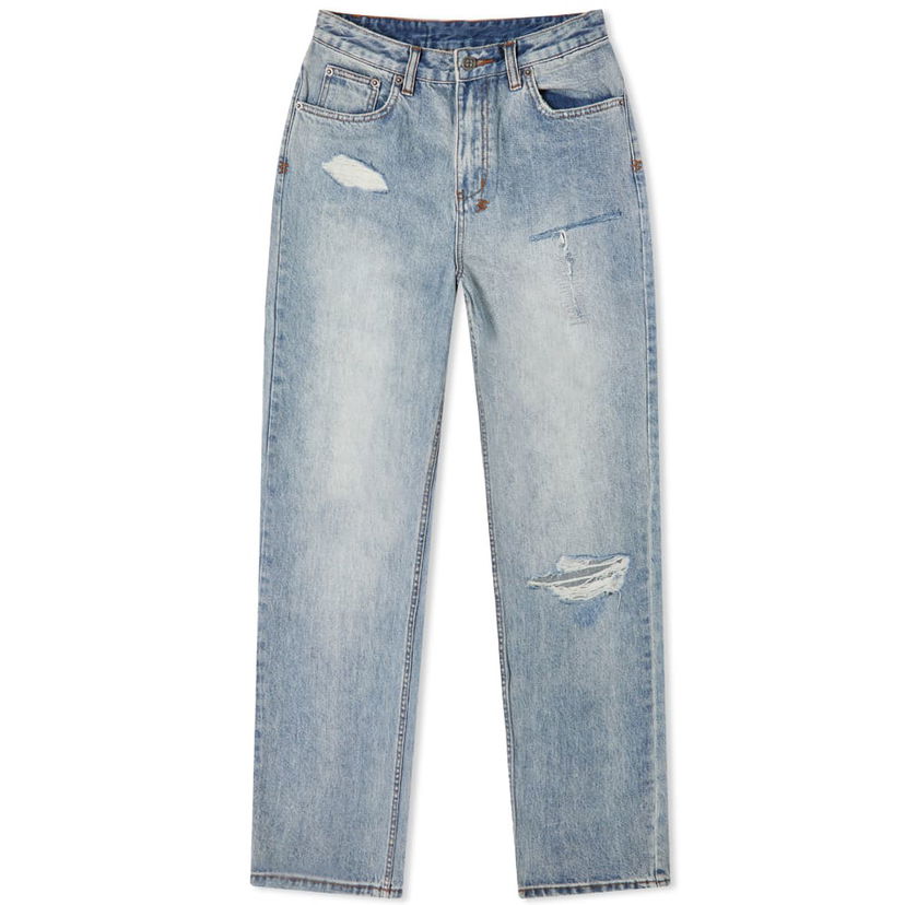 Дънки Ksubi Playback Distressed Relaxed Straight High Rise Jeans Синьо | 5000005097