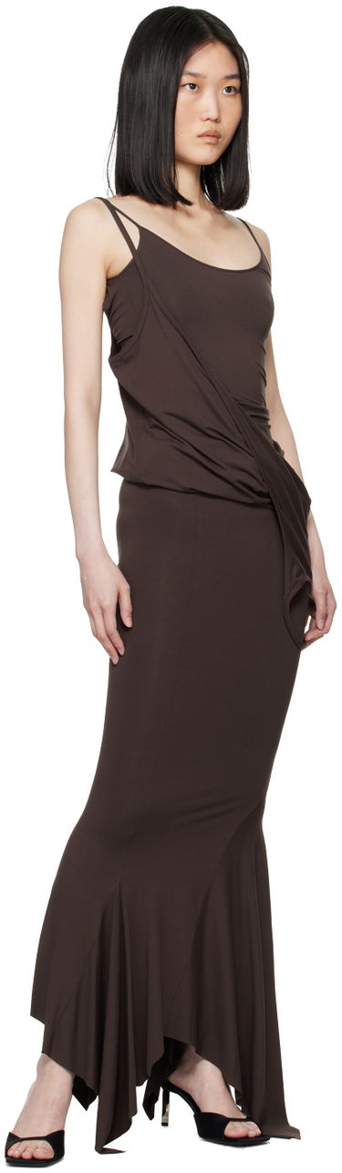 Pокля The Attico Attico Layered Midi Dress Кафяво | 247WCM121 J045, 3