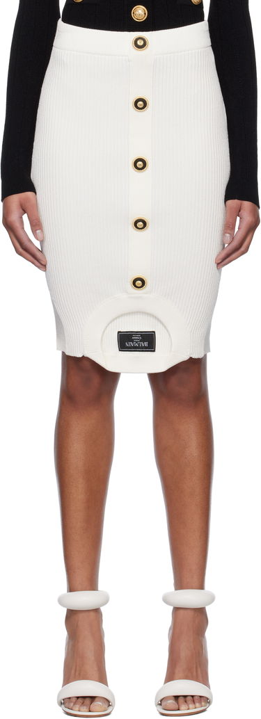Пола Balmain Balmain Optical Illusion Ribbed Knit Miniskirt Бяло | EF1LBA60KI10, 0