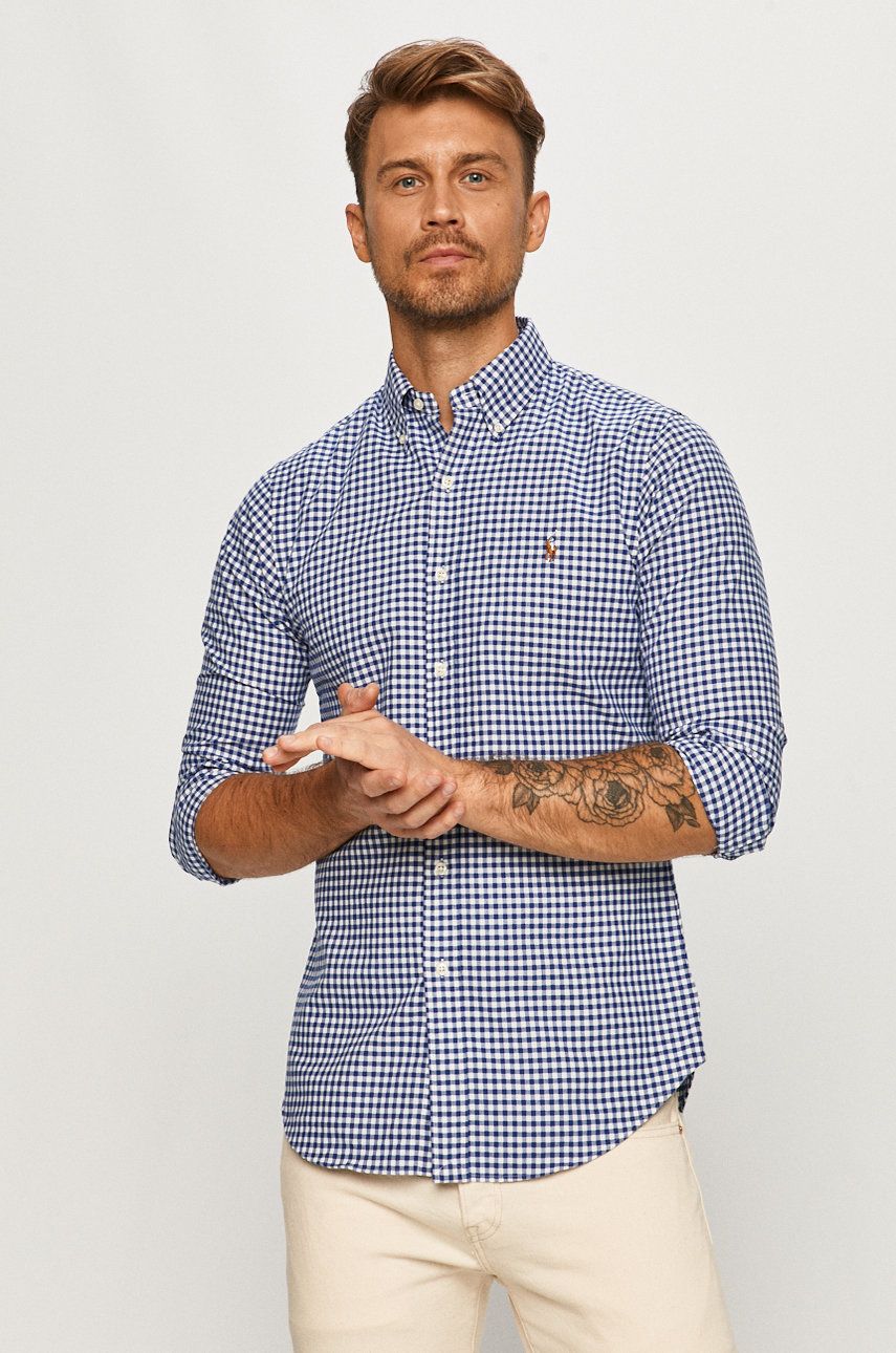 Риза Polo by Ralph Lauren Custom-Fit Oxford Checked Shirt Синьо | 710549084010, 0