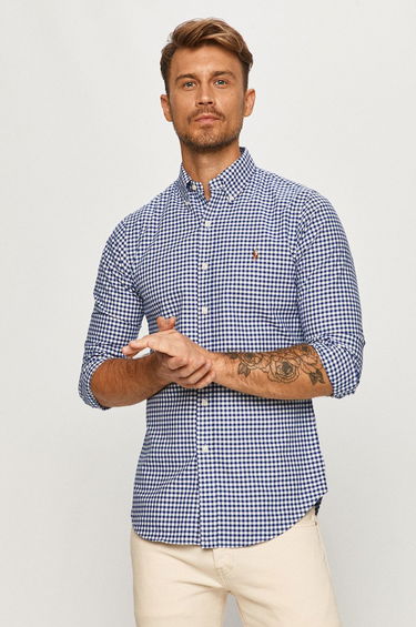 Риза Polo by Ralph Lauren Custom-Fit Oxford Checked Shirt Синьо | 710549084010, 0