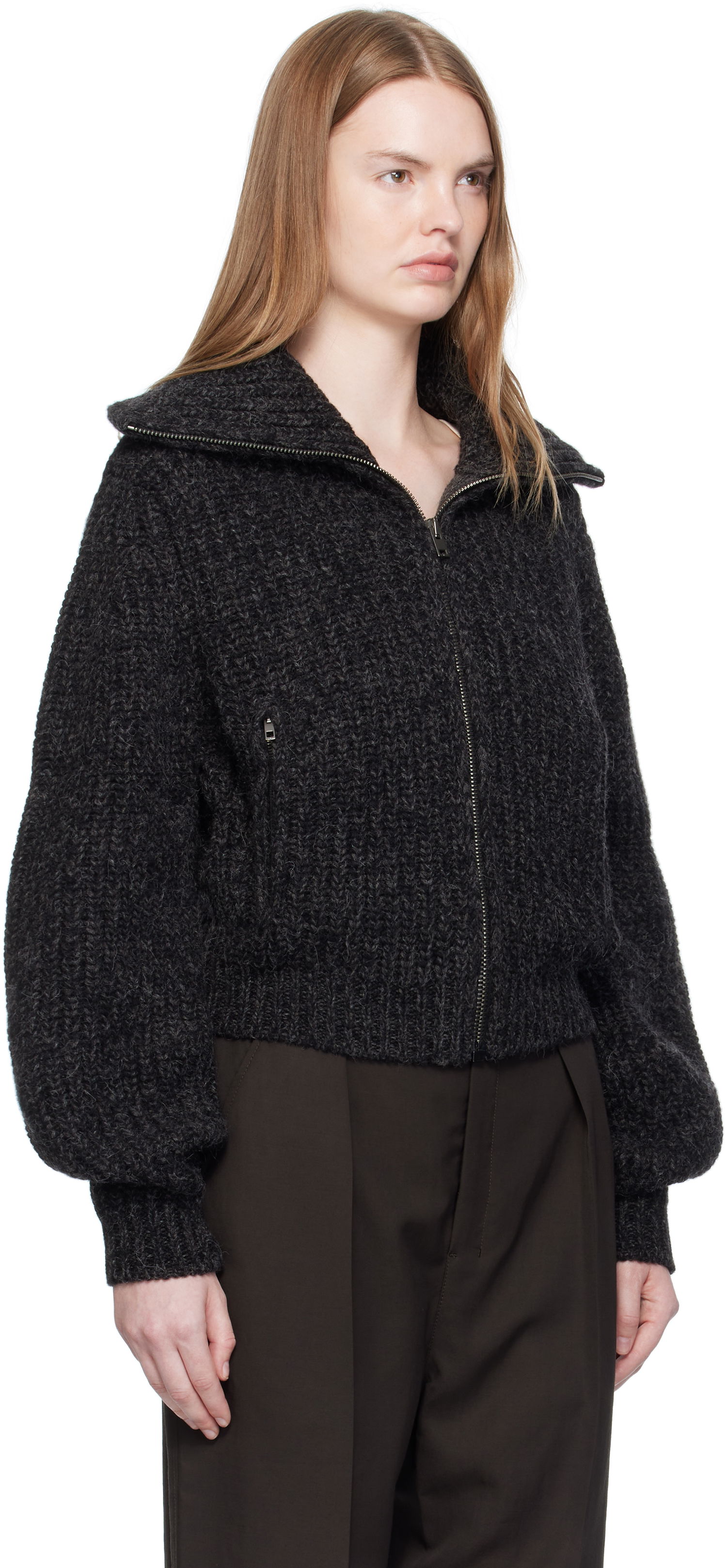 Пуловер LEMAIRE LEMAIRE Zipped Knit Cardigan Сиво | OW1186 LK1029, 1