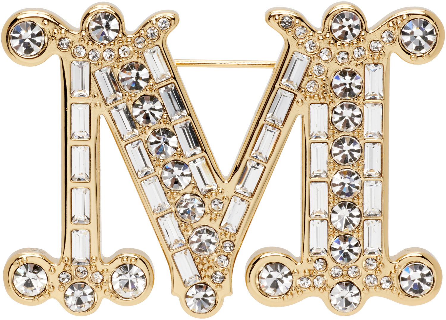 Значка Max Mara Bath2 Crystal-Embellished Letter M Brooch Металик | 2524756012600, 0
