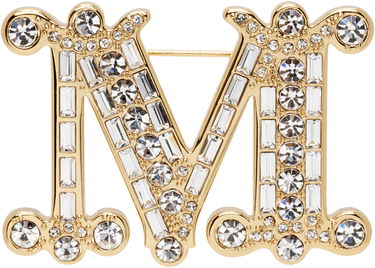 Значка Max Mara Bath2 Crystal-Embellished Letter M Brooch Металик | 2524756012600, 0