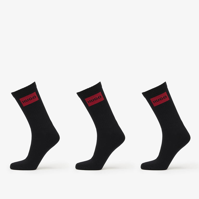 Чорапи BOSS Hugo Men-H-3-Pack Qs Rib Label Cc Black Черно | 50531515-001
