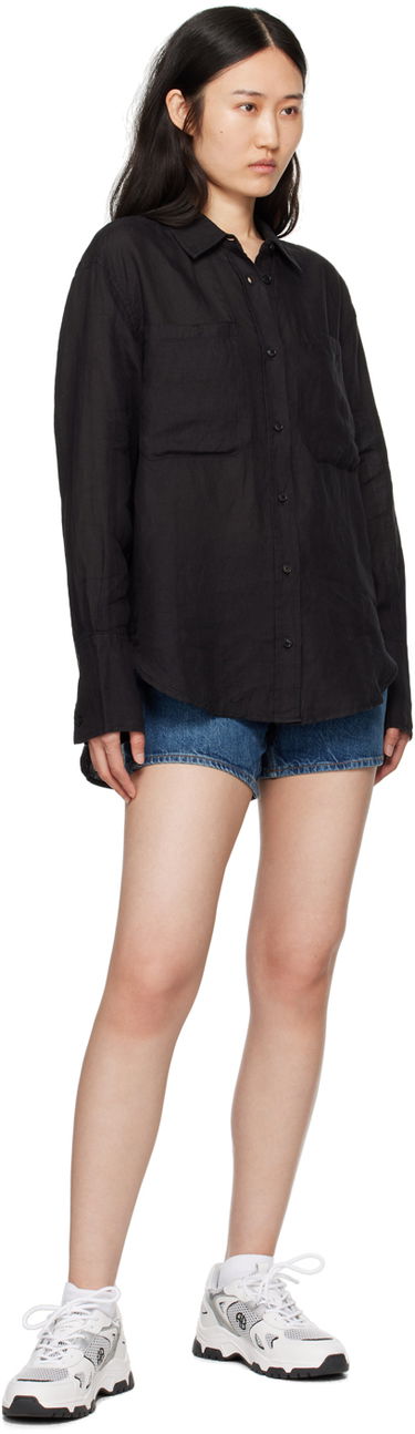 Риза Anine Bing ANINE BING Dante Linen Shirt Черно | A-07-4836-BLK26, 3