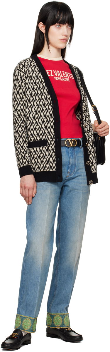 Пуловер Valentino Valentino 'Toute La V' Chevron Knit Cardigan Бежово | 6B3KA09A929, 3