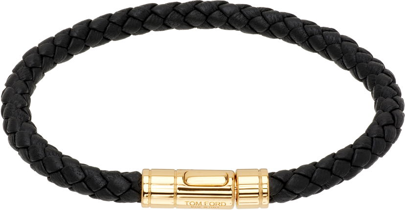 Гривна Tom Ford Tom Ford Braided Leather Bracelet Черно | JM026-ALE009G