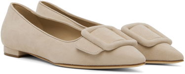 Облекло Manolo Blahnik Manolo Blahnik Maysale Suede Ballerina Flats Бежово | 322-2402, 3