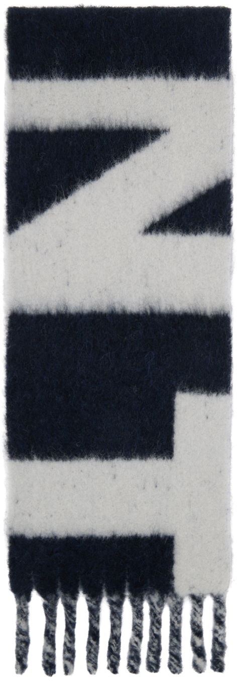Шал ISABEL MARANT Navy & Gray Loliana Scarf Черно | EC069XHA-B3C05J, 0