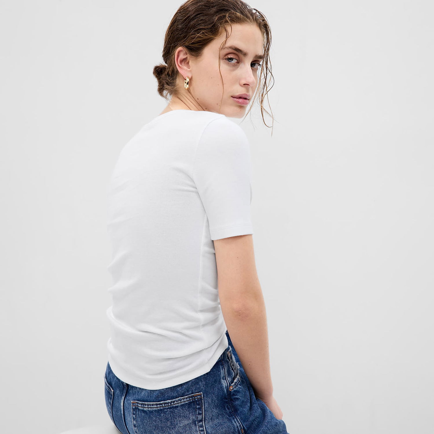 Тениска GAP Modern Crewneck T-Shirt Fresh White Бяло | 540635-03, 1