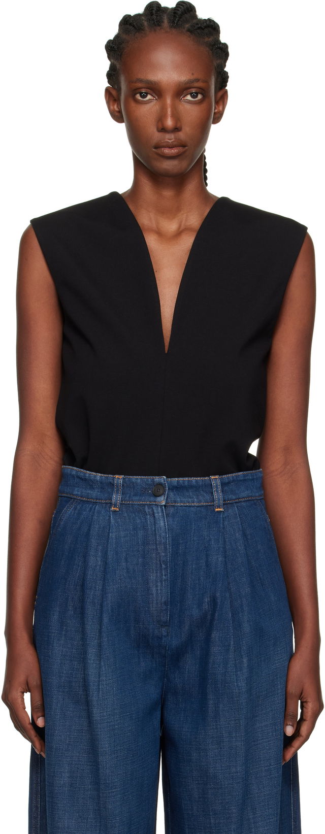 Lanvin Jersey Plunging Neckline Top