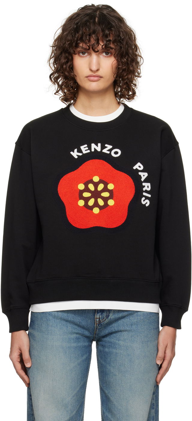 Black Pop Embroidered Sweatshirt