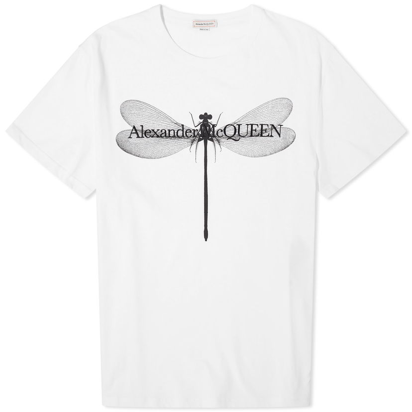 Тениска Alexander McQueen Dragonfly Print T-Shirt Бяло | 776328QTAAI-0909