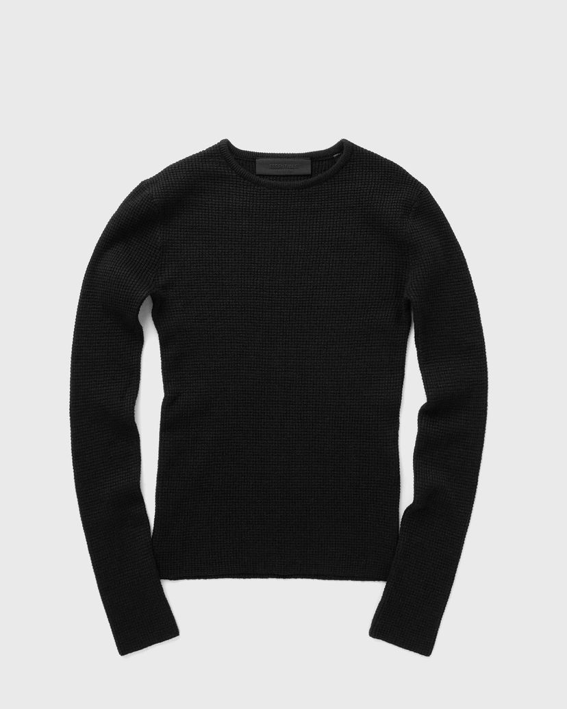 Пуловер Fear of God Essentials Waffle Fitted Long Sleeve Sweater L Черно | 192BT247240FW-001