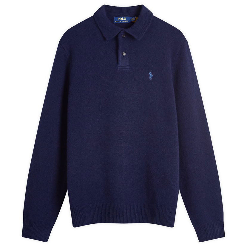 Поло тениска Polo by Ralph Lauren Knitted Long Sleeve Polo Shirt Синьо | 710946141001