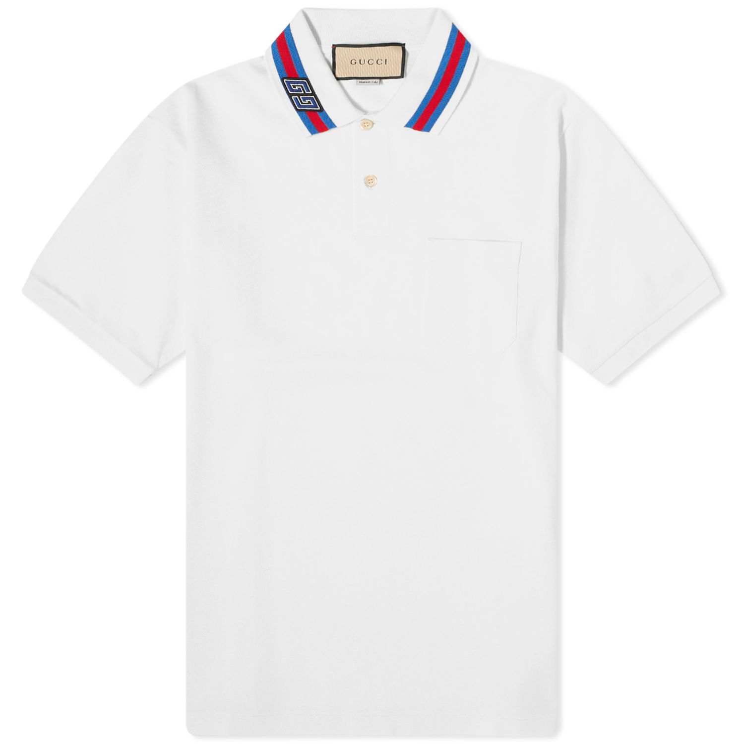 Поло тениска Gucci Collar Logo Polo Shirt Бяло | 768630-XJF45-9733, 0