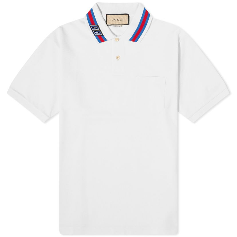 Поло тениска Gucci Collar Logo Polo Shirt Бяло | 768630-XJF45-9733