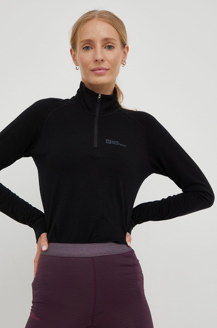 Суитчър Jack Wolfskin Alpspitze Wool Sweatshirt Черно | 1808721, 0
