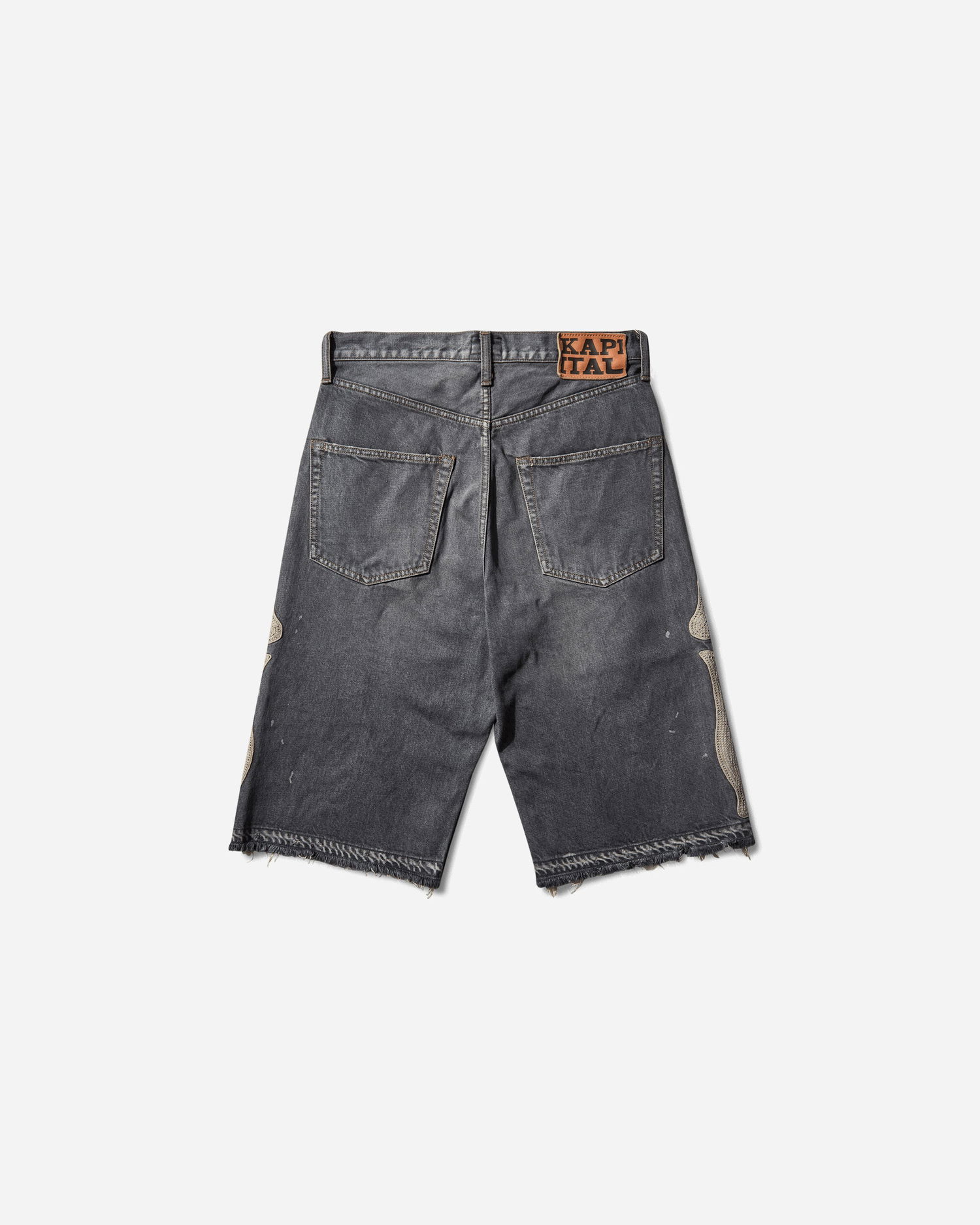 Къси панталони KAPITAL 14oz Denim 5P Shorts with Bone Applique Сиво | EK-1449SPA PRO, 0