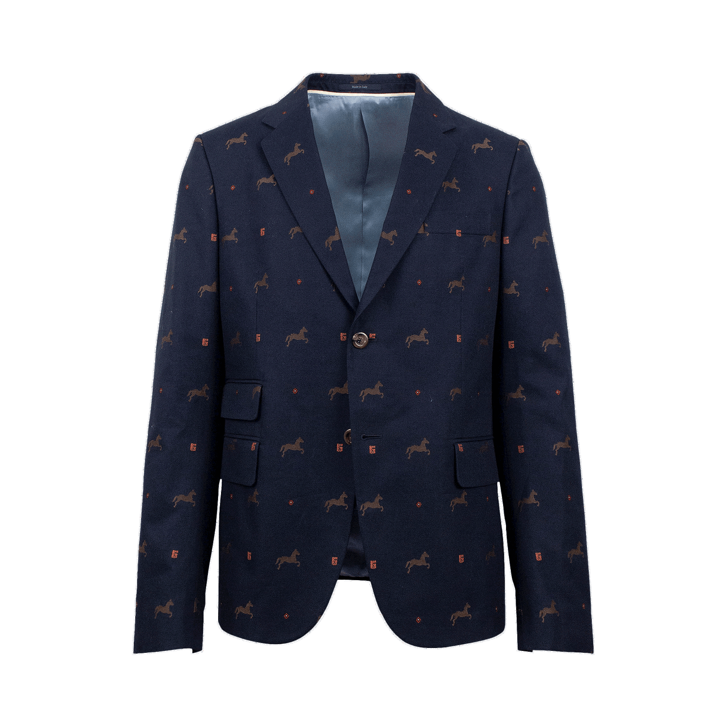 Палта Gucci Cambridge Horse Pattern Gabardine Blazer Jacket Тъмно синьо | 546326 ZAAFU 4178, 0