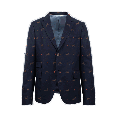 Палта Gucci Cambridge Horse Pattern Gabardine Blazer Jacket Тъмно синьо | 546326 ZAAFU 4178, 0