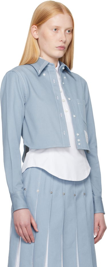 Риза Thom Browne Thom Browne Classic Cropped Long Sleeve Shirt Синьо | FLL183A-F0991, 1