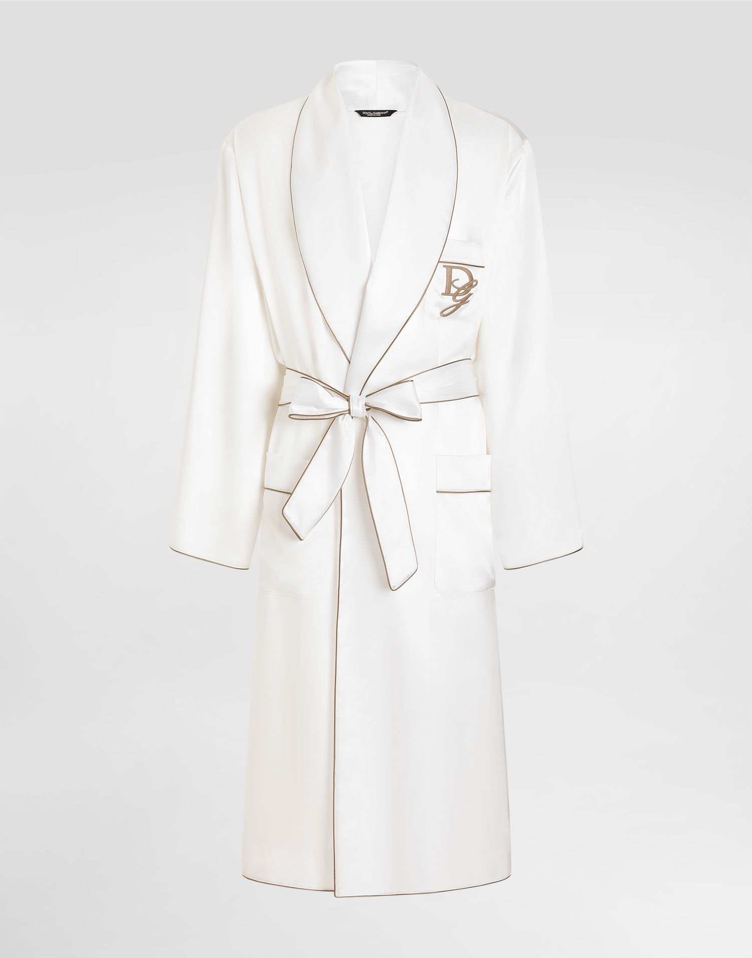 Пижама Dolce & Gabbana Dolce & Gabbana Silk Robe with Embroidery Бяло | G031TZFU1AUW0001, 0
