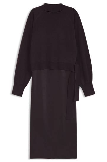 Two-in-one dress with wool-cashmere sweater layer
