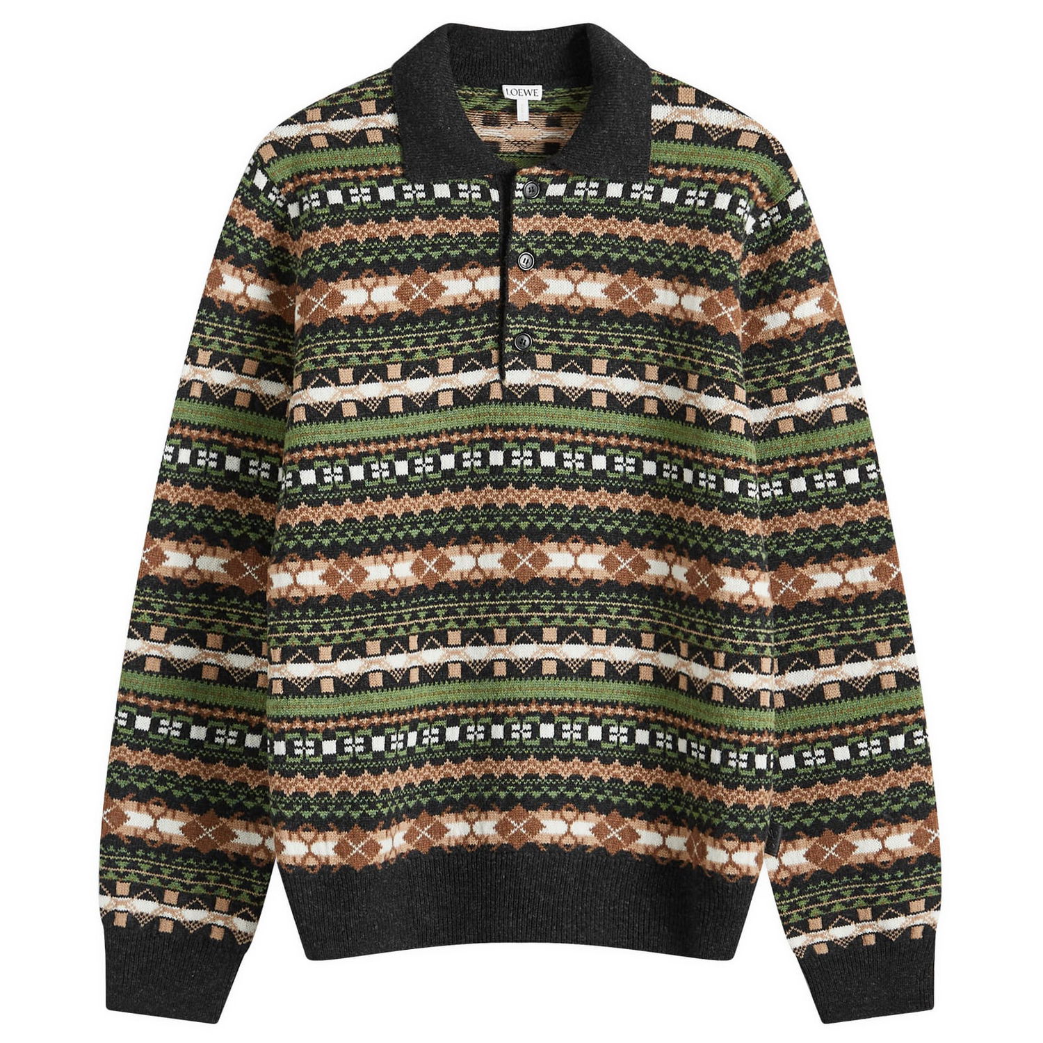 Пуловер Loewe Fair Isle Knit Polo Зелено | H526Y14KHU-4061, 0