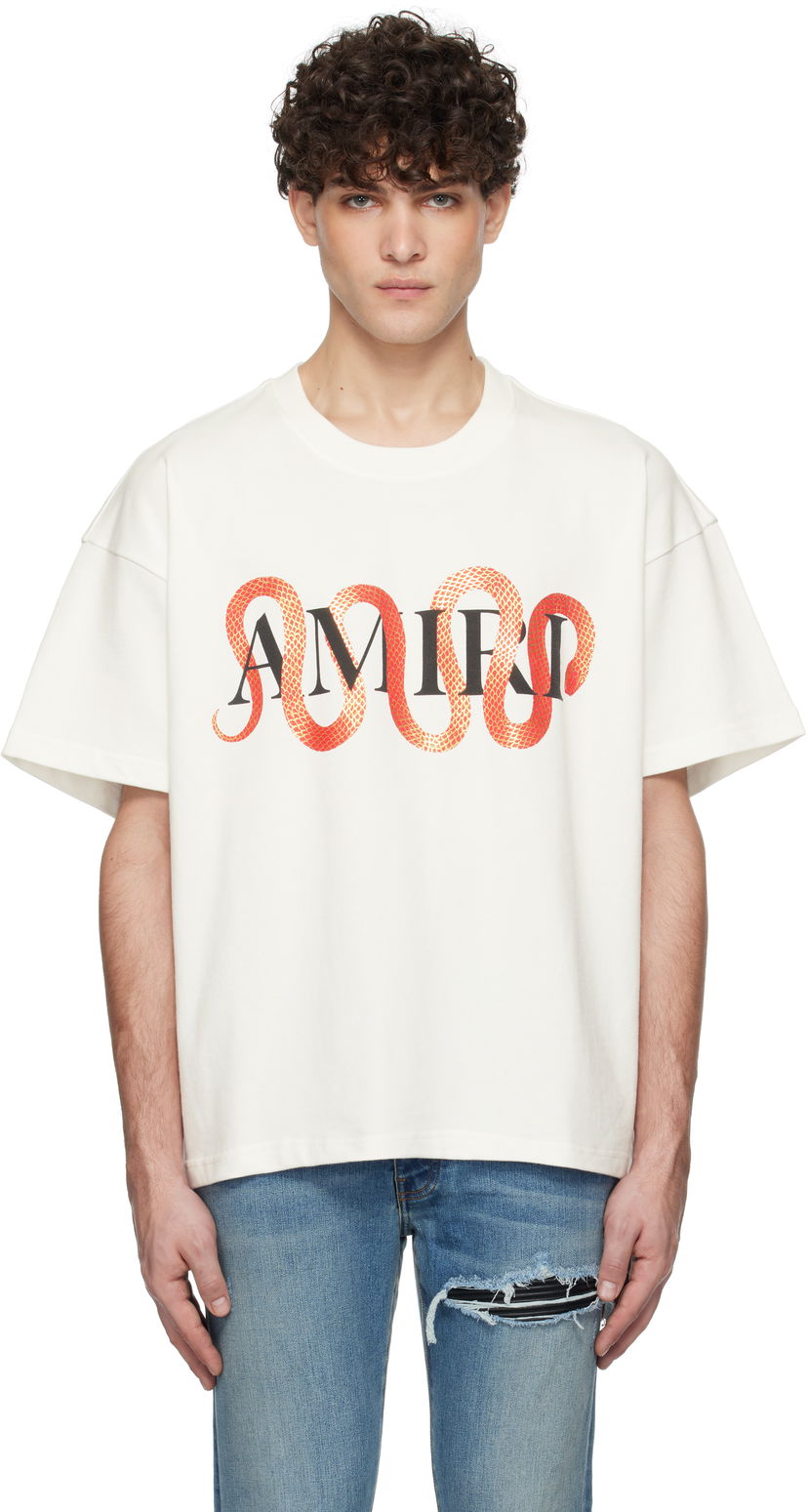 Тениска AMIRI Snake Print T-Shirt Бяло | AMJYTE1155